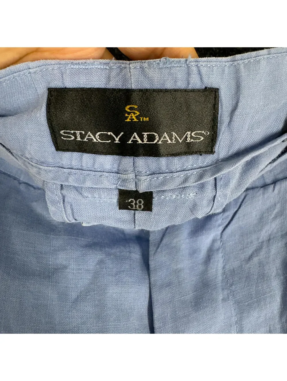 Stacy Adams Pants Men 38 Blue High Rise Flat Front Cuffed Chino Pockets Straight